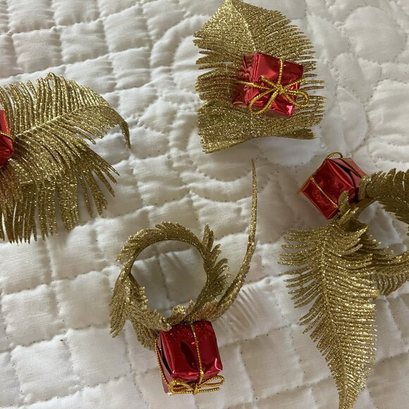 Unique Gold Leaf Design Napkin Rings Set of 8 - Picture 6 of 6
